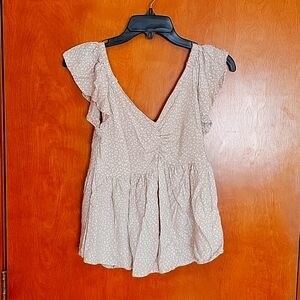 Japna Animal PRINT Top  Size S Flutter Sleeve Smocked Front